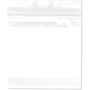 Plymor Zipper Reclosable Plastic Bags With White Block, 2 Mil, 3" x 3" (Pack of 100)