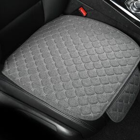 Car Seat Cover Cushion Pad 2-Pack, Breathable Linen Fabric Car Bottom Seat Cover Front Seats Only, Anti-Slip, Storage Bag, Fit for Most Vehicles, Beige