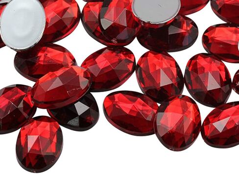Allstarco 8x6mm Flat Back Oval Tiny Acrylic Rhinestones Plastic Gems Plastic Costume Jewels Embelishments - 300 Pieces (Assorted Colors) in Saudi Arabia