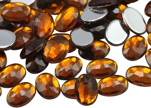 Allstarco 8x6mm Flat Back Oval Tiny Acrylic Rhinestones Plastic Gems Plastic Costume Jewels Embelishments - 300 Pieces (Assorted Colors) in Saudi Arabia