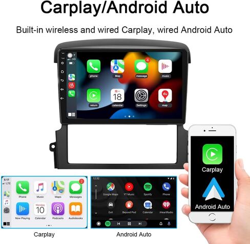 for KIA Sorento Radio 2004-2008 with Apple Carplya Car Stereo 9" IPS Touchscreen Carplay GPS Navigation Android Auto BT DSP with FM SCW Free Reverse Camera (2GB RAM+32GB ROM) in Saudi Arabia