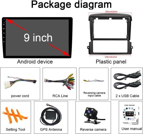 for KIA Sorento Radio 2004-2008 with Apple Carplya Car Stereo 9" IPS Touchscreen Carplay GPS Navigation Android Auto BT DSP with FM SCW Free Reverse Camera (2GB RAM+32GB ROM) in Saudi Arabia