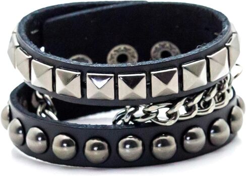 سوار من جلد البولي يوريثان بسلسلة مرصعة ببرشام على شكل هرم بانك روك للرجال والنساء in Kuwait