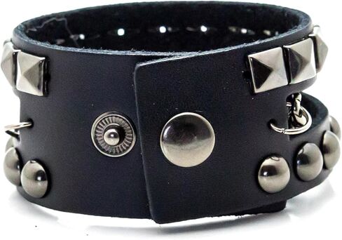 سوار من جلد البولي يوريثان بسلسلة مرصعة ببرشام على شكل هرم بانك روك للرجال والنساء in Kuwait