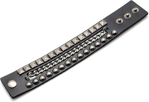 سوار من جلد البولي يوريثان بسلسلة مرصعة ببرشام على شكل هرم بانك روك للرجال والنساء in Kuwait