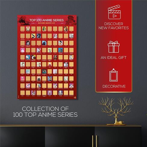 ملصق Me Time Joy Top 100 Anime Scratch Off - حشوة تخزين الأنمي - مع أداة الخدش - سلسلة قائمة دلو الرسوم المتحركة 100 in Saudi Arabia