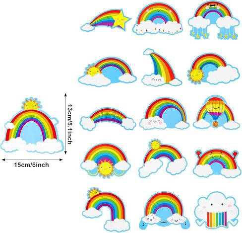 64 Pieces Rainbows Cut-Outs Sun Cloud Paper Cut Bulletin Board Decorations Cut-Outs Paper Cut for Desks Door Displays Home School Classroom Decoration Birthday Party in Saudi Arabia