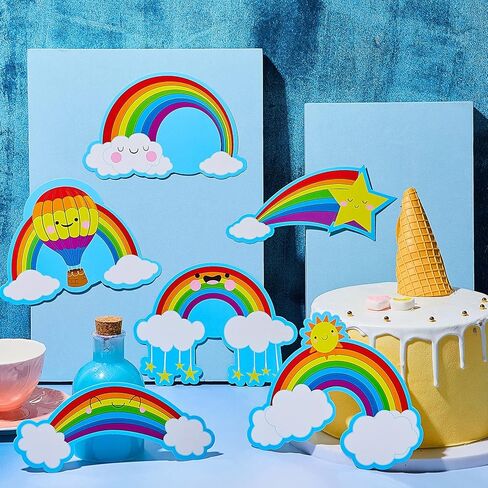 64 Pieces Rainbows Cut-Outs Sun Cloud Paper Cut Bulletin Board Decorations Cut-Outs Paper Cut for Desks Door Displays Home School Classroom Decoration Birthday Party in Saudi Arabia