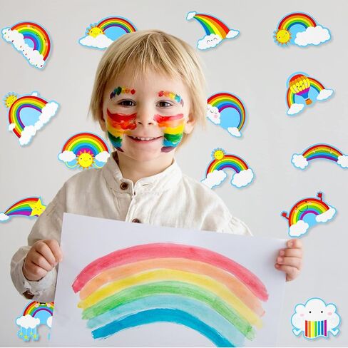 64 Pieces Rainbows Cut-Outs Sun Cloud Paper Cut Bulletin Board Decorations Cut-Outs Paper Cut for Desks Door Displays Home School Classroom Decoration Birthday Party in Saudi Arabia