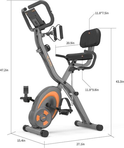 دراجة تمارين ثابتة قابلة للطي من leikefitness مع أشرطة مقاومة للذراع - مستشعر نبض - شاشة LCD وسهلة التجميع دراجة ركوب الدراجات الداخلية 2280 in Kuwait