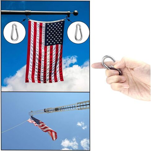 15 قطعة 304 حلقة تسلق من الفولاذ المقاوم للصدأ خطاف زنبركي 2 بوصة M5 حلقات تسلق صغيرة لسلسلة المفاتيح في الهواء الطلق والتخييم والمشي لمسافات طويلة والسفر وصالة الألعاب الرياضية ومقود الكلب in Kuwait