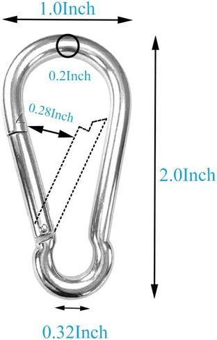 15 قطعة 304 حلقة تسلق من الفولاذ المقاوم للصدأ خطاف زنبركي 2 بوصة M5 حلقات تسلق صغيرة لسلسلة المفاتيح في الهواء الطلق والتخييم والمشي لمسافات طويلة والسفر وصالة الألعاب الرياضية ومقود الكلب in Kuwait