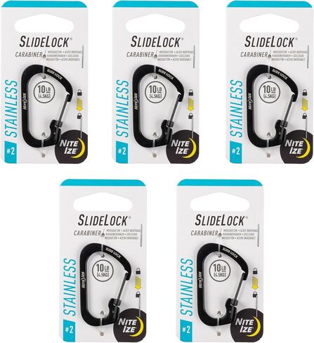 Nite Ize SlideLock Carabiner Stainless Steel - Size 2 - Black - 5 Count (5 Pack) in Saudi Arabia