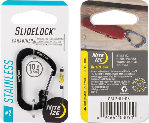 Nite Ize SlideLock Carabiner Stainless Steel - Size 2 - Black - 5 Count (5 Pack) in Saudi Arabia