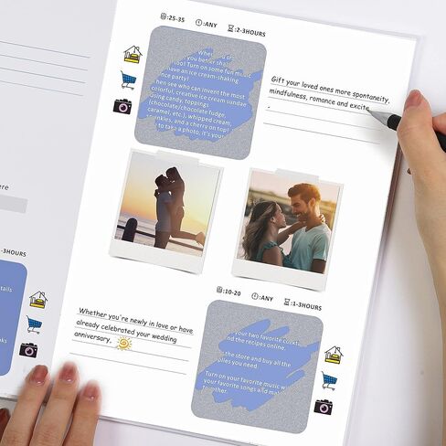 JUBTIC 50 فكرة للتاريخ للأزواج في الليل - لعبة بطاقة المغامرة تحدي ألعاب الخدش مع كتاب ألبوم الصور لصديقتك، صديقها، هدية للأزواج في الذكرى السنوية، الزفاف، عيد الحب. in Kuwait