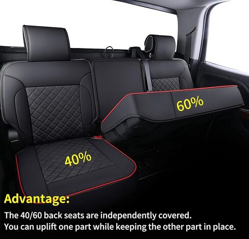 LUCKYMAN CLUB Chevy Silverado/Sierra P01-S1 Seat Covers Full Set, Fit 2019-2024 1500/2020-2024 2500 HD/3500 HD Crew Cab with Breathable Faux Leather (Full Set, Black) in Kuwait