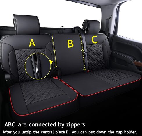 LUCKYMAN CLUB Chevy Silverado/Sierra P01-S1 Seat Covers Full Set, Fit 2019-2024 1500/2020-2024 2500 HD/3500 HD Crew Cab with Breathable Faux Leather (Full Set, Black) in Kuwait