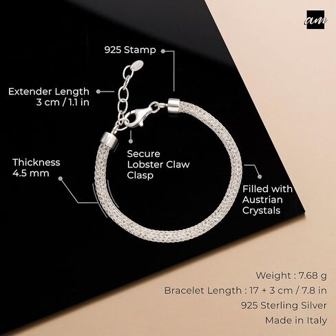 سوار أمبرتا نسائي من الفضة الإسترليني عيار 925 مصنوع من الألماس المقلد in Kuwait