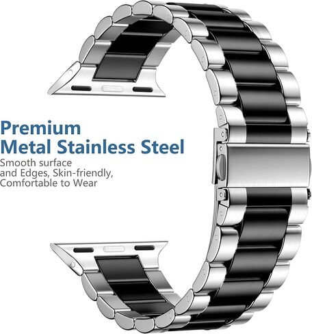 Lerobo Compatible with Apple Watch Band 44mm 42mm 40mm 38mm 41mm 45mm 46m 49mm, Solid Stainless Steel Metal Band with 2 Pack Protective Cover Case for iWtach Series 11 10 9 8 7 6 5 4 3 SE Ultra Men Women in Kuwait