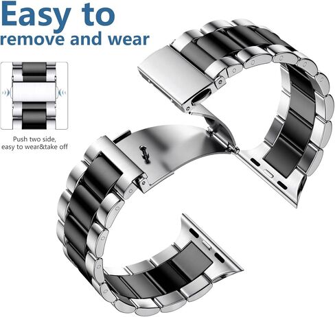 Lerobo Compatible with Apple Watch Band 44mm 42mm 40mm 38mm 41mm 45mm 46m 49mm, Solid Stainless Steel Metal Band with 2 Pack Protective Cover Case for iWtach Series 11 10 9 8 7 6 5 4 3 SE Ultra Men Women in Kuwait
