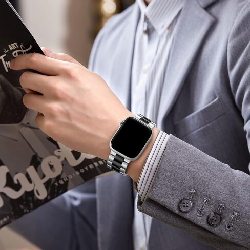 Lerobo Compatible with Apple Watch Band 44mm 42mm 40mm 38mm 41mm 45mm 46m 49mm, Solid Stainless Steel Metal Band with 2 Pack Protective Cover Case for iWtach Series 11 10 9 8 7 6 5 4 3 SE Ultra Men Women in Kuwait