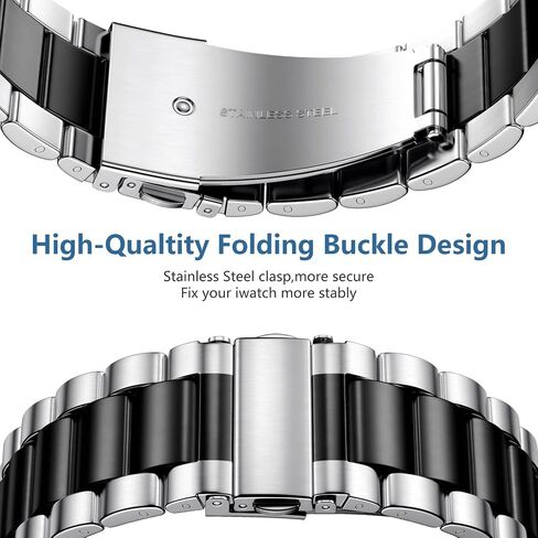 Lerobo Compatible with Apple Watch Band 44mm 42mm 40mm 38mm 41mm 45mm 46m 49mm, Solid Stainless Steel Metal Band with 2 Pack Protective Cover Case for iWtach Series 11 10 9 8 7 6 5 4 3 SE Ultra Men Women in Kuwait