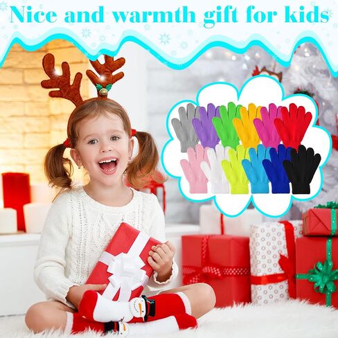 72 Pairs Kid's Winter Warm Magic Gloves Bulk Colorful Children Stretchy Full Finger Knitted Gloves Boys Girls Student Mittens Gloves, 12 Colors in Saudi Arabia