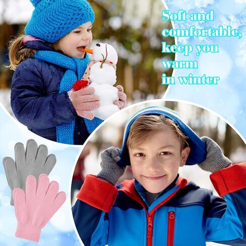 72 Pairs Kid's Winter Warm Magic Gloves Bulk Colorful Children Stretchy Full Finger Knitted Gloves Boys Girls Student Mittens Gloves, 12 Colors in Saudi Arabia