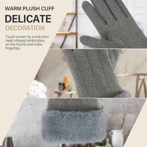Womens Winter Touchscreen Gloves Warm Cashmere Gloves with Fleece Lined for Cold Weather Christmas Gifts for Women in Saudi Arabia