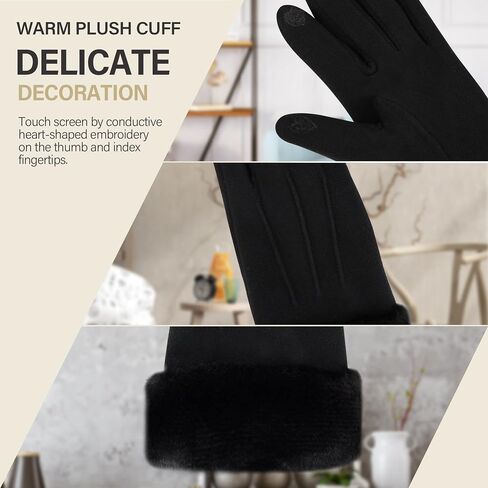 Womens Winter Touchscreen Gloves Warm Cashmere Gloves with Fleece Lined for Cold Weather Christmas Gifts for Women in Saudi Arabia