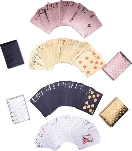 Playing Cards Waterproof Poker Cards Foil Plastic Playing Card 4 Decks of Cards for Adults Black Gold Pink White in Kuwait