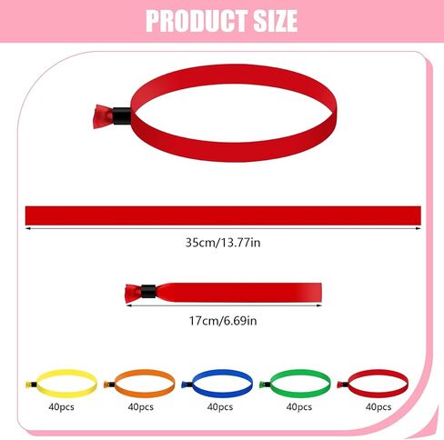 200 Pcs Cloth Event Wristbands, Colored Wristbands for Events Disposable Wristbands Events for Concert Party Festival in Saudi Arabia