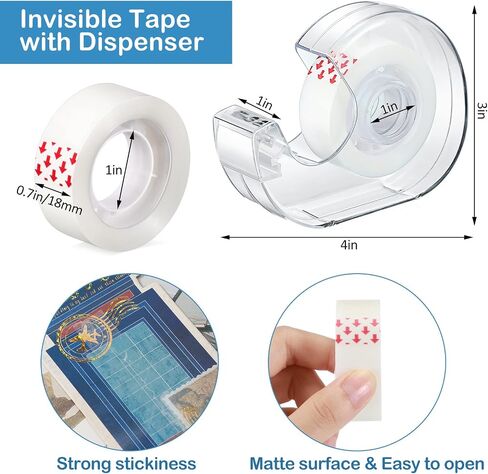 32 Pcs Invisible Tape and Refillable Dispensers 0.7 x 985 Inches Transparent Tape Refills Desk Tape Dispenser for Office Home School in Saudi Arabia