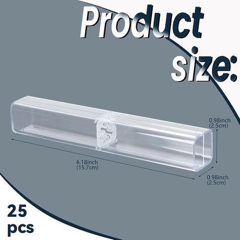25 Pack Pen Gift Box Empty, Acrylic Clear Pen Gift Box Empty Plastic Reusable Pen Storage Container Case Transparent Pencil Pen Collection Set for Small Business School Office Supplies in Saudi Arabia