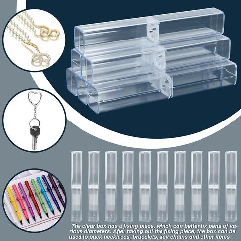 25 Pack Pen Gift Box Empty, Acrylic Clear Pen Gift Box Empty Plastic Reusable Pen Storage Container Case Transparent Pencil Pen Collection Set for Small Business School Office Supplies in Saudi Arabia