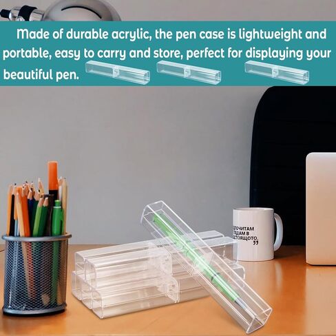 25 Pack Pen Gift Box Empty, Acrylic Clear Pen Gift Box Empty Plastic Reusable Pen Storage Container Case Transparent Pencil Pen Collection Set for Small Business School Office Supplies in Saudi Arabia