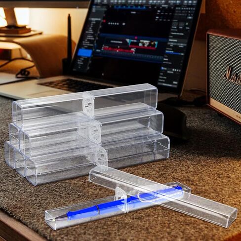 25 Pack Pen Gift Box Empty, Acrylic Clear Pen Gift Box Empty Plastic Reusable Pen Storage Container Case Transparent Pencil Pen Collection Set for Small Business School Office Supplies in Saudi Arabia