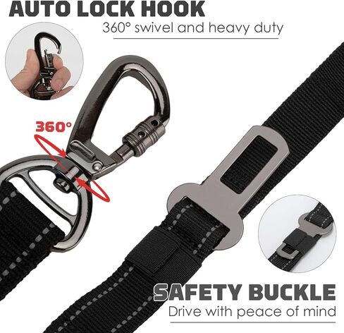 مقود الكلاب شديد التحمل مع حزام مقعد السيارة، مقود الكلاب المطاطي الممتص للصدمات بطول 6 أقدام، مقود تدريب الكلاب بدون سحب مع مقبض مزدوج للسلالات الصغيرة والمتوسطة والكبيرة (برتقالي) in Kuwait