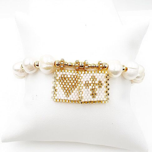 ليزلي بولس سوار الحب كتفي من الذهب الأبيض للنساء من خرز اللؤلؤ الباروكي in Kuwait