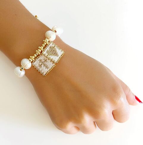 ليزلي بولس سوار الحب كتفي من الذهب الأبيض للنساء من خرز اللؤلؤ الباروكي in Kuwait