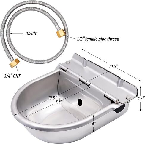 Automatic Waterer Dog Water Bowl Dispenser Livestock Water Trough Stainless Steel Auto Water Bowl for Horse Dog Cattle Chicken Pig Goat (Automatic Waterer) in Saudi Arabia