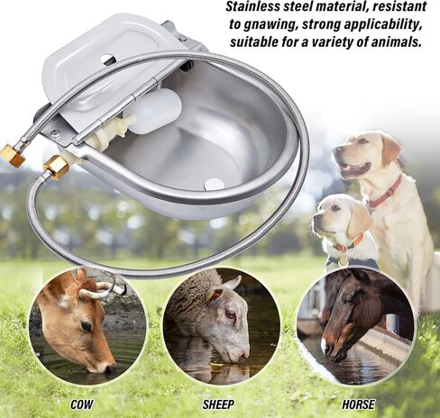 Automatic Waterer Dog Water Bowl Dispenser Livestock Water Trough Stainless Steel Auto Water Bowl for Horse Dog Cattle Chicken Pig Goat (Automatic Waterer) in Saudi Arabia