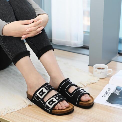 Womens Slide Sandals with Soft Knit Prints Comfort Low Arch Footbed Sandals in Saudi Arabia