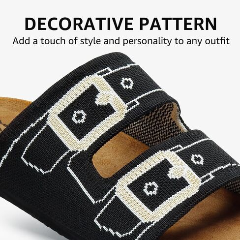 Womens Slide Sandals with Soft Knit Prints Comfort Low Arch Footbed Sandals in Saudi Arabia