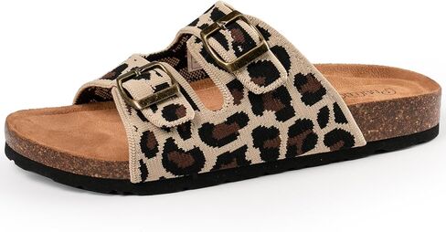 Women's Comfy Arch Support Cork Footbed Adjustable Knitting Straps Indoor and Outdoor Slides Sandals in Saudi Arabia