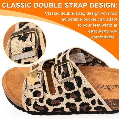 Women's Comfy Arch Support Cork Footbed Adjustable Knitting Straps Indoor and Outdoor Slides Sandals in Saudi Arabia
