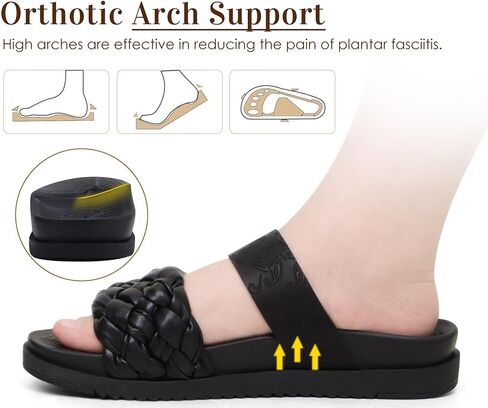 KuaiLu Womens Dressy Flat Sandals Comfortable Fashion Leather Braided Strap Summer Adjustable Open Toe Cushion Orthotic ladies Lightweight Sandals with Plantar Fasciitis Arch Support in Kuwait