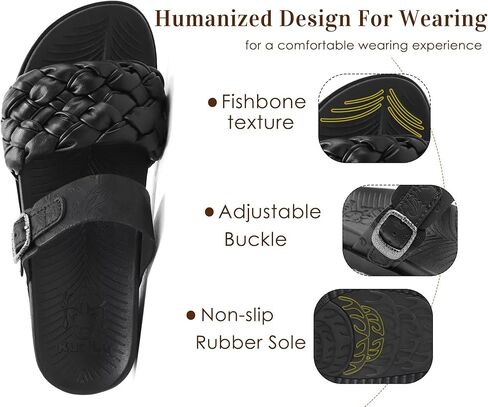KuaiLu Womens Dressy Flat Sandals Comfortable Fashion Leather Braided Strap Summer Adjustable Open Toe Cushion Orthotic ladies Lightweight Sandals with Plantar Fasciitis Arch Support in Kuwait