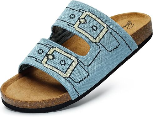 Womens Slide Sandals with Soft Knit Prints Comfort Low Arch Footbed Sandals in Saudi Arabia