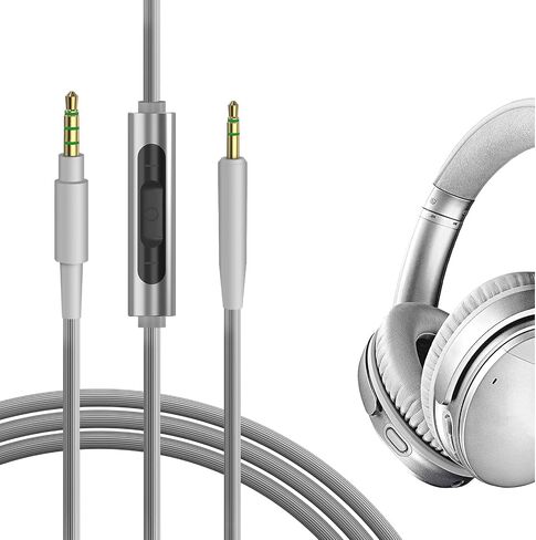 كابل صوت GEEKRIA مع ميكروفون متوافق مع كابل سماعات الرأس Bose QuietComfort Ultra QCSE QC45 QC35، سلك ستيريو بديل 2.5 مم إلى 3.5 مم مع ميكروفون مضمن وتحكم في مستوى الصوت (4 أقدام/1.2 متر) in Saudi Arabia